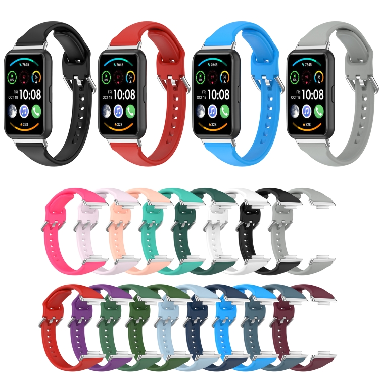 Para Huawei Watch Fit 2 correa de reloj de silicona de cintura pequeña,  tamaño: L (gris)