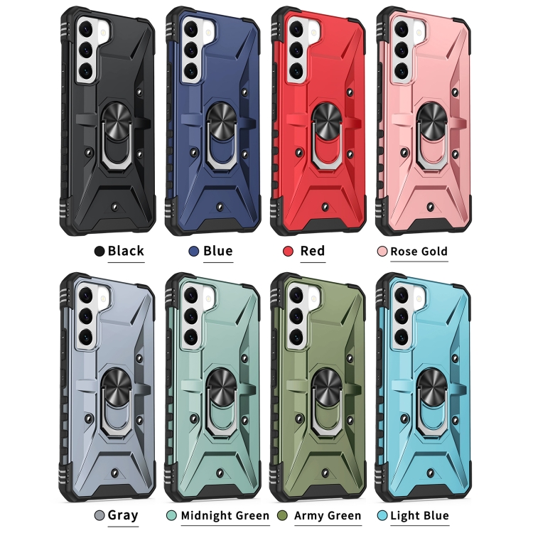 For Samsung Galaxy S22 5G Ring Holder Phone Case(Grey) For Samsung Galaxy S22 5G Ring Holder Phone Case(Grey)