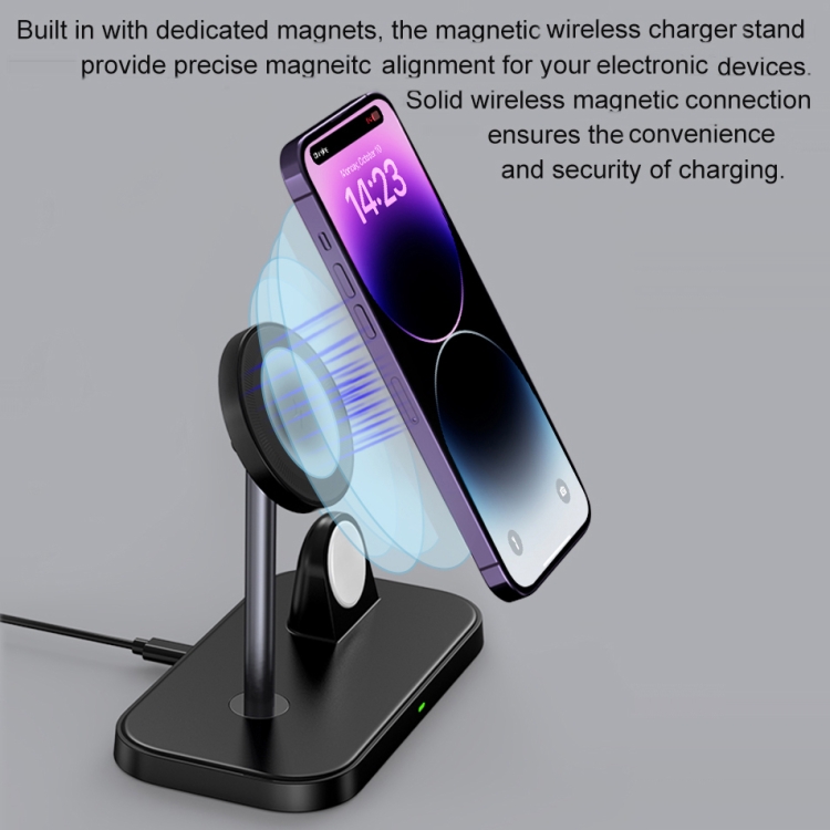 WA21 2 in 1 Magnetic Wireless Charger Phone Holder for iPhone 12 / 13 / 14 / 15 Series Phones & AirPods(Black) WA21 2 in 1 Magnetic Wireless Charger Phone Holder for iPhone 12 / 13 / 14 / 15 Series Phones & AirPods(Black)