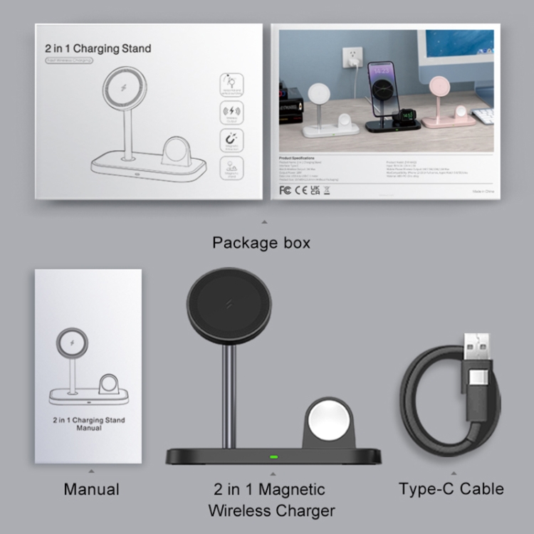 WA21 2 in 1 Magnetic Wireless Charger Phone Holder for iPhone 12 / 13 / 14 / 15 Series Phones & AirPods(Black) WA21 2 in 1 Magnetic Wireless Charger Phone Holder for iPhone 12 / 13 / 14 / 15 Series Phones & AirPods(Black)