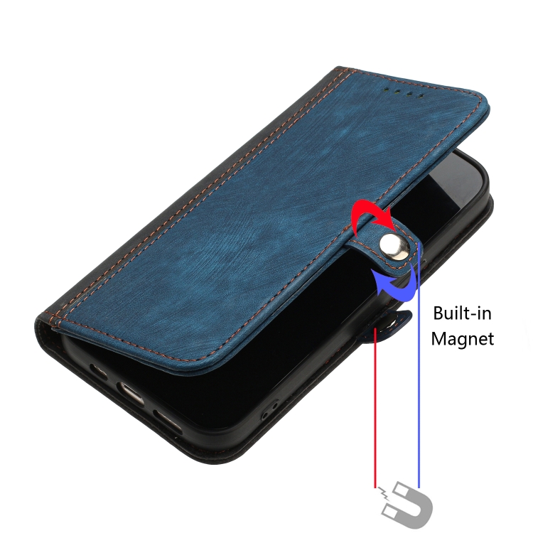 For iPhone 14 Side Buckle Double Fold Hand Strap Leather Phone Case(Royal Blue) For iPhone 14 Side Buckle Double Fold Hand Strap Leather Phone Case(Royal Blue)