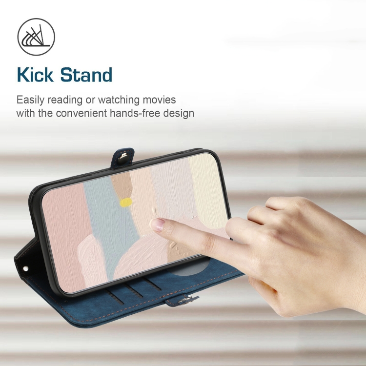 For iPhone 14 Side Buckle Double Fold Hand Strap Leather Phone Case(Royal Blue) For iPhone 14 Side Buckle Double Fold Hand Strap Leather Phone Case(Royal Blue)