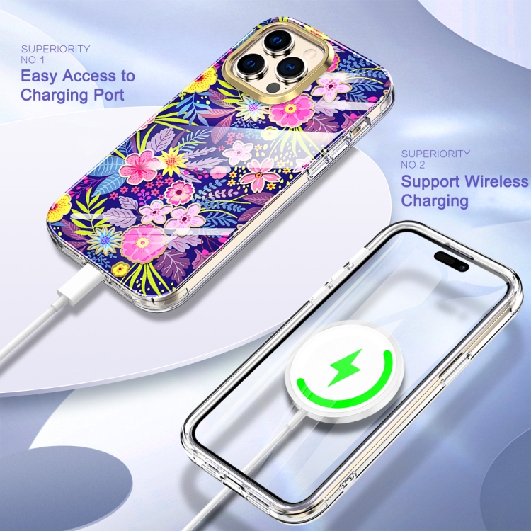 For iPhone 14 Pro 360 Full Body Painted Clear Phone Case(Flowers L08) For iPhone 14 Pro 360 Full Body Painted Clear Phone Case(Flowers L08)