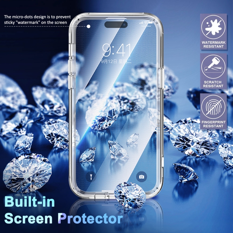 For iPhone 14 Pro 360 Full Body Painted Clear Phone Case(Marble L09) - 4