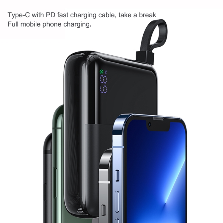 USAMS US-CD186 PB69 10000mAh Digital Display Fast Charge Power Bank with Cable & Lanyard - 2