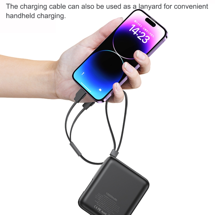 USAMS US-CD186 PB69 10000mAh Digital Display Fast Charge Power Bank with Cable & Lanyard - 5