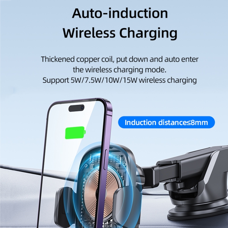 15W Qi Chargeur Induction Voiture,[Sens électromagnétique] Chargeur Sans  Fil Voiture Rapide Automatic Support Telephone Voiture
