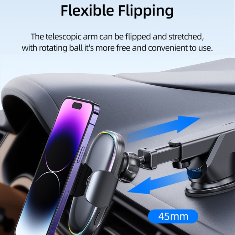 USAMS US-CD187 15W Car Colorful Light Mechanical Wireless Charging Holder - 3