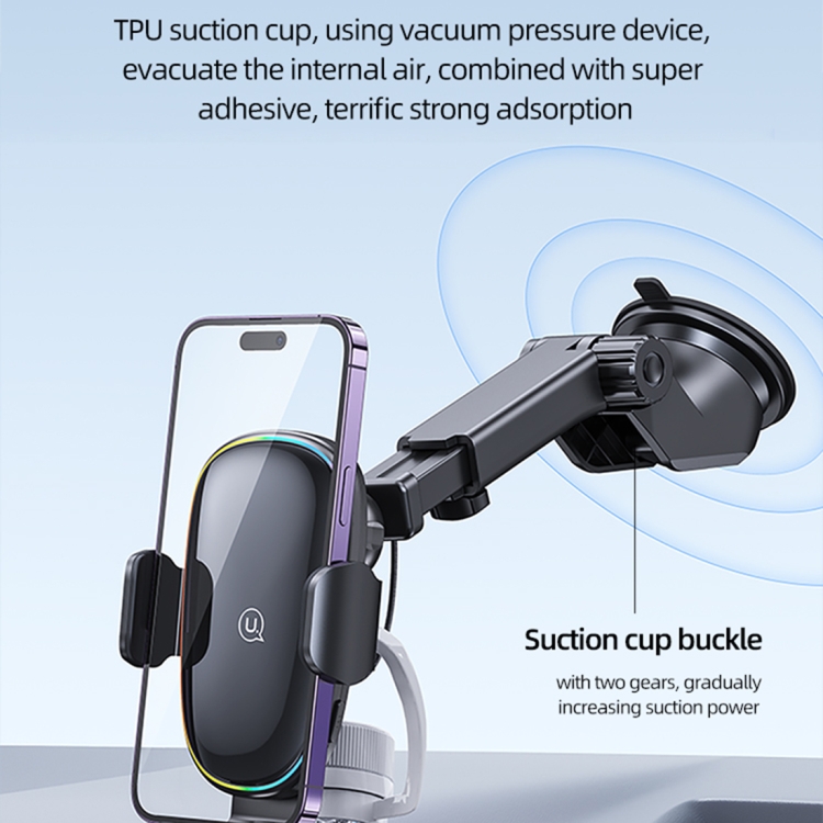 USAMS US-CD187 15W Car Colorful Light Mechanical Wireless Charging Holder - 4