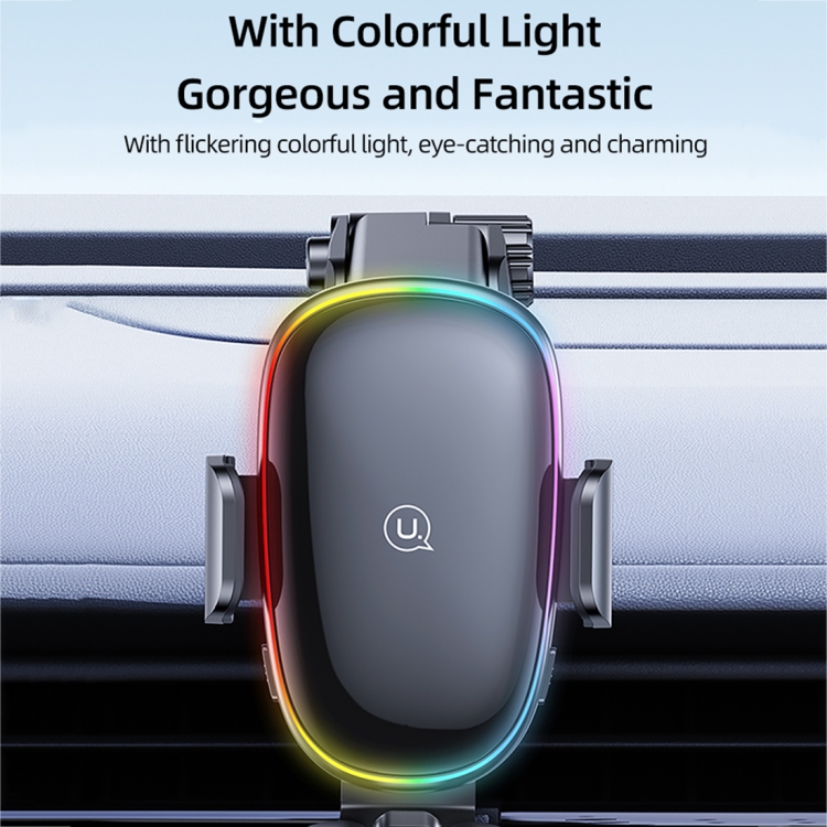 USAMS US-CD187 15W Car Colorful Light Mechanical Wireless Charging Holder - 6