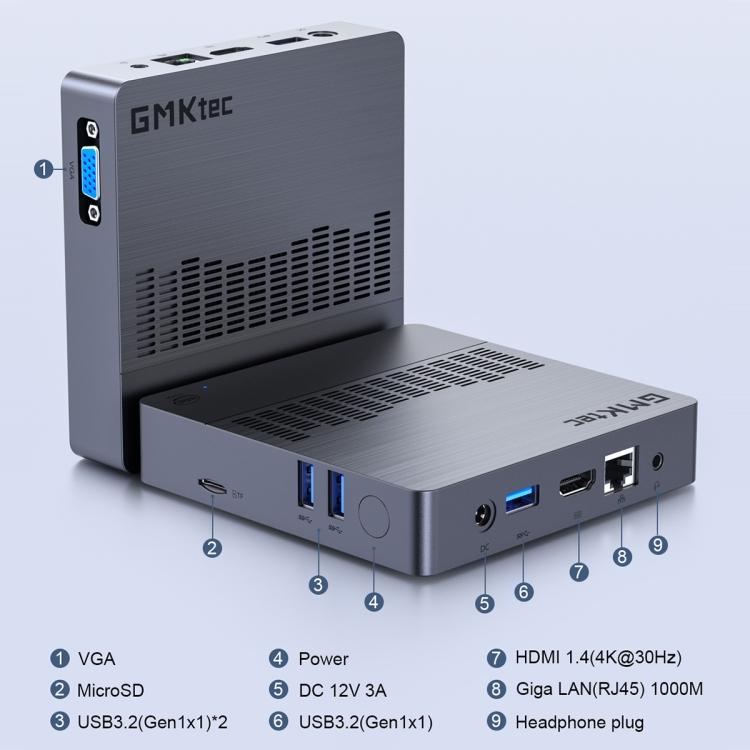 GMK KB8 Windows 11 Home Mini PC, 6 GB + 128 GB, Intel Gemini Lake N4100 Quad Core, compatible con WiFi y BT (enchufe de EE. UU.) - B4