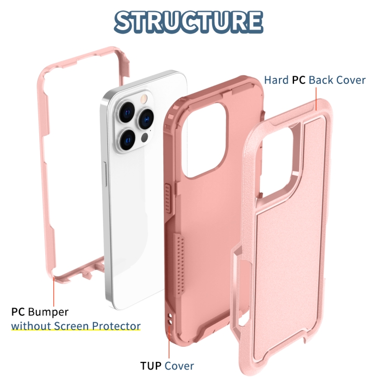 For iPhone 14 Pro 3 in 1 Soft TPU and Hard PC Phone Case(Pink) For iPhone 14 Pro 3 in 1 Soft TPU and Hard PC Phone Case(Pink)