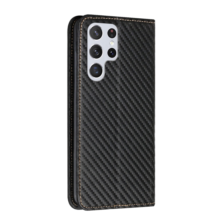 For Samsung Galaxy S23 Ultra 5G Carbon Fiber Texture Magnetic Flip Leather Phone Case(Black) For Samsung Galaxy S23 Ultra 5G Carbon Fiber Texture Magnetic Flip Leather Phone Case(Black)