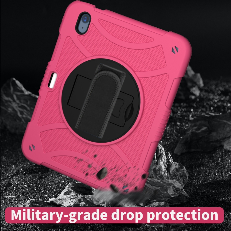 For iPad 10th 10.9 2022 Rotary Grab Silicone And PC Tablet Case(Rose Red) For iPad 10th 10.9 2022 Rotary Grab Silicone And PC Tablet Case(Rose Red)