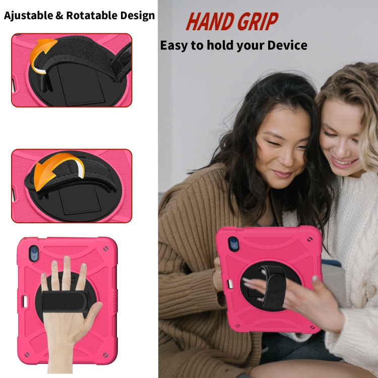 For iPad 10th 10.9 2022 Rotary Grab Silicone And PC Tablet Case(Rose Red) For iPad 10th 10.9 2022 Rotary Grab Silicone And PC Tablet Case(Rose Red)