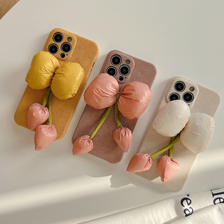 For iPhone 12 Tulip Woolen Phone Case(Yellow) For iPhone 12 Tulip Woolen Phone Case(Yellow)