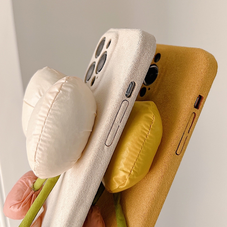 For iPhone 12 Tulip Woolen Phone Case(Yellow) For iPhone 12 Tulip Woolen Phone Case(Yellow)