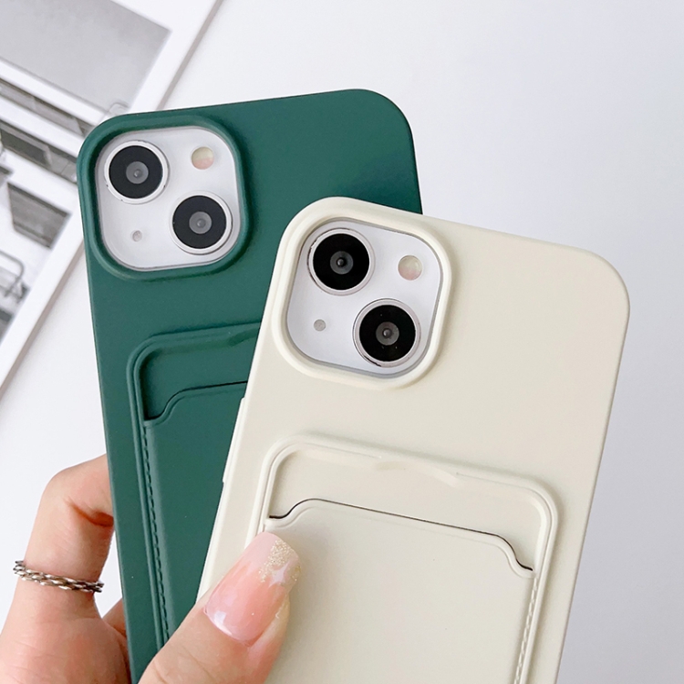 Funda silicona con tarjetero iPhone 12 (verde oscuro) 