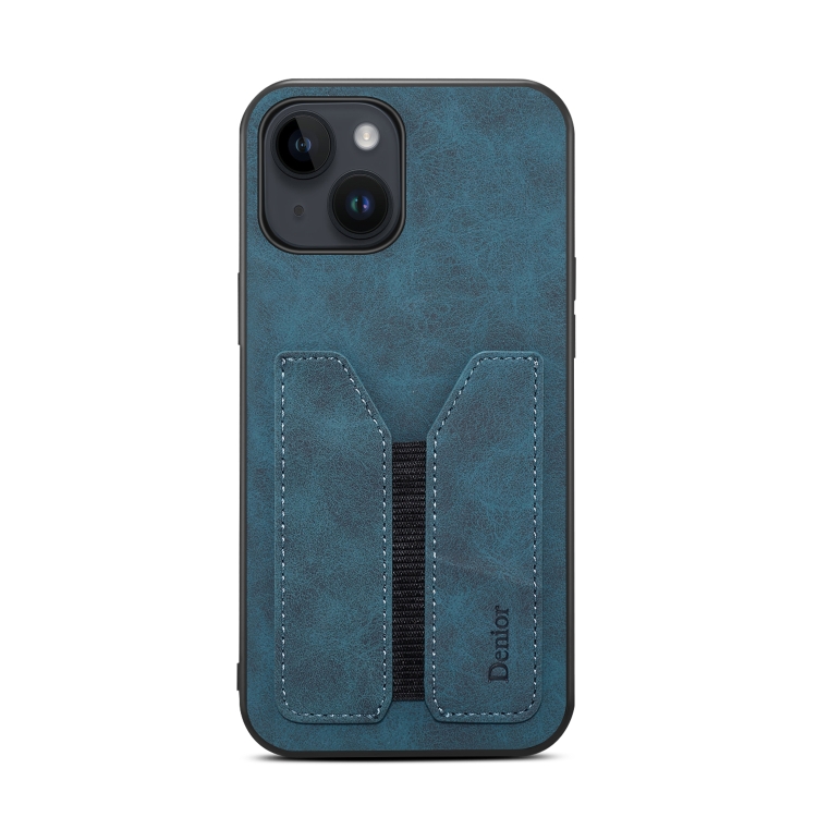 For iPhone 14 Plus Denior DV Elastic Card PU Back Cover Phone Case(Blue) For iPhone 14 Plus Denior DV Elastic Card PU Back Cover Phone Case(Blue)