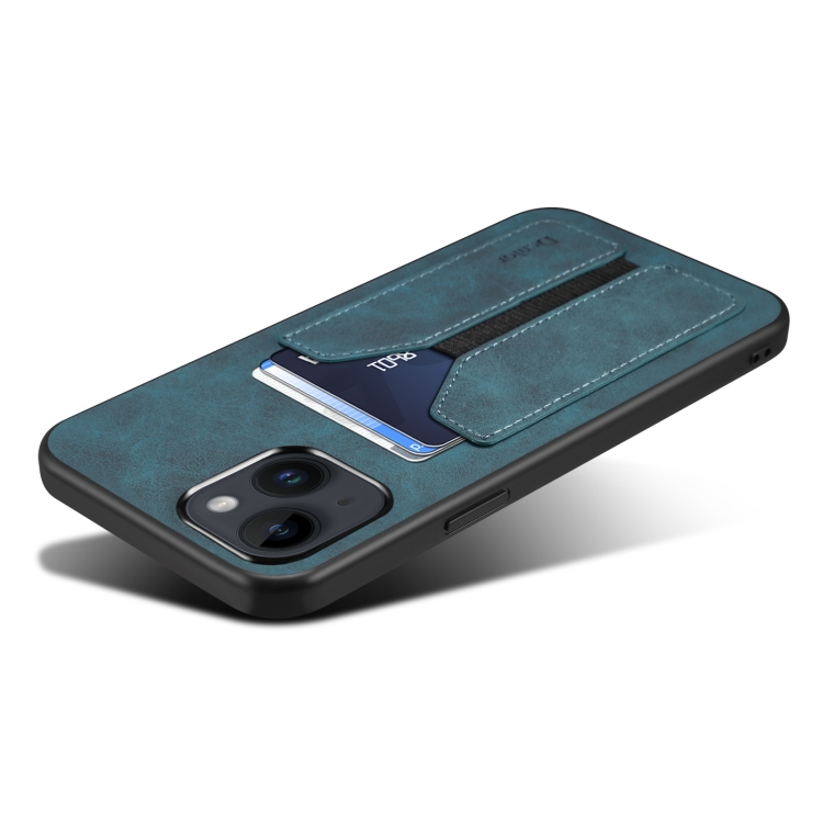 For iPhone 14 Plus Denior DV Elastic Card PU Back Cover Phone Case(Blue) For iPhone 14 Plus Denior DV Elastic Card PU Back Cover Phone Case(Blue)