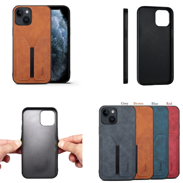 For iPhone 14 Plus Denior DV Elastic Card PU Back Cover Phone Case(Blue) For iPhone 14 Plus Denior DV Elastic Card PU Back Cover Phone Case(Blue)