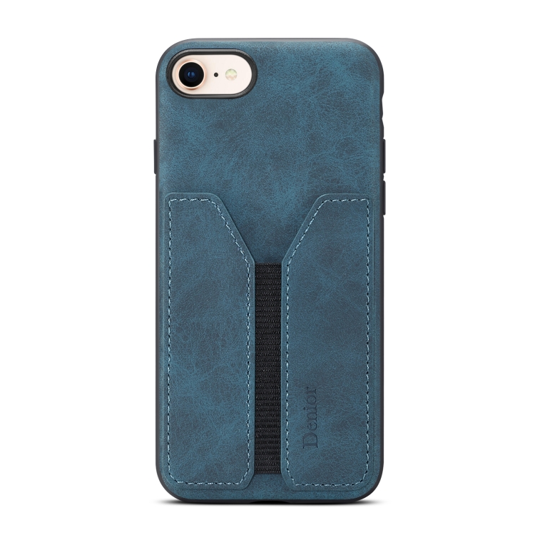 For iPhone SE 2022 / SE 2020 / 7 / 8 Denior DV Elastic Card PU Back Cover Phone Case(Blue) For iPhone SE 2022 / SE 2020 / 7 / 8 Denior DV Elastic Card PU Back Cover Phone Case(Blue)