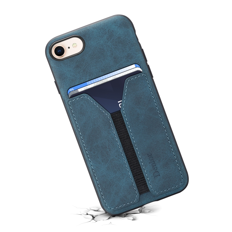 For iPhone SE 2022 / SE 2020 / 7 / 8 Denior DV Elastic Card PU Back Cover Phone Case(Blue) For iPhone SE 2022 / SE 2020 / 7 / 8 Denior DV Elastic Card PU Back Cover Phone Case(Blue)