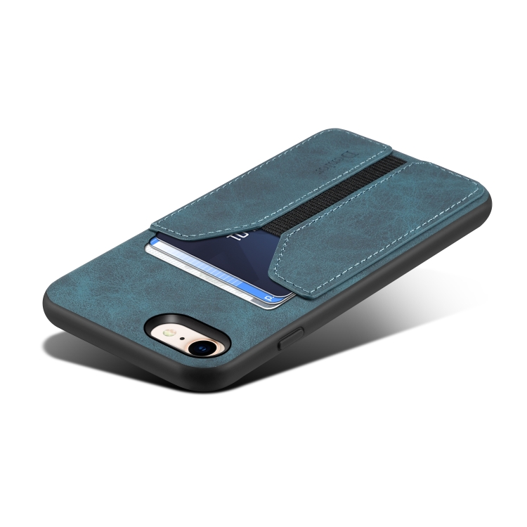 For iPhone SE 2022 / SE 2020 / 7 / 8 Denior DV Elastic Card PU Back Cover Phone Case(Blue) For iPhone SE 2022 / SE 2020 / 7 / 8 Denior DV Elastic Card PU Back Cover Phone Case(Blue)