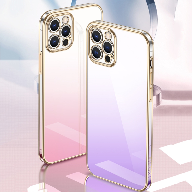 For iPhone 14 SULADA Iridescence Series Plating Transparent Gradient Phone Case(Pink) For iPhone 14 SULADA Iridescence Series Plating Transparent Gradient Phone Case(Pink)