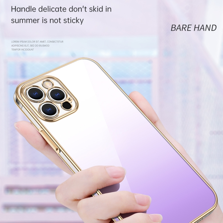 For iPhone 14 SULADA Iridescence Series Plating Transparent Gradient Phone Case(Pink) For iPhone 14 SULADA Iridescence Series Plating Transparent Gradient Phone Case(Pink)