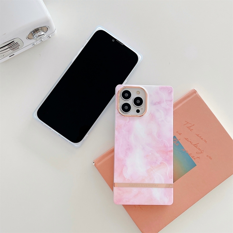 For iPone 14 Plus Square Plating Gold Edge Phone Case(Quicksand Pink) For iPone 14 Plus Square Plating Gold Edge Phone Case(Quicksand Pink)