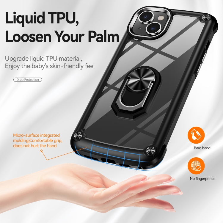 For iPhone 14 TPU + PC Lens Protection Phone Case with Ring Holder(Black) For iPhone 14 TPU + PC Lens Protection Phone Case with Ring Holder(Black)