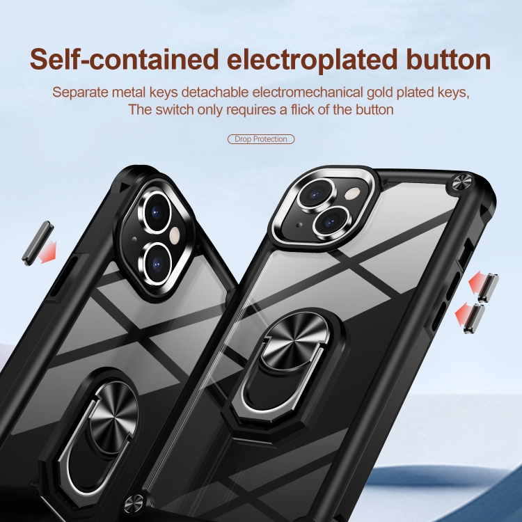 For iPhone 14 TPU + PC Lens Protection Phone Case with Ring Holder(Black) For iPhone 14 TPU + PC Lens Protection Phone Case with Ring Holder(Black)