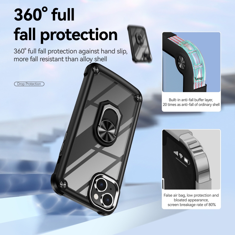 For iPhone 14 TPU + PC Lens Protection Phone Case with Ring Holder(Black) For iPhone 14 TPU + PC Lens Protection Phone Case with Ring Holder(Black)