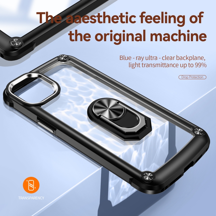 For iPhone 14 TPU + PC Lens Protection Phone Case with Ring Holder(Black) For iPhone 14 TPU + PC Lens Protection Phone Case with Ring Holder(Black)
