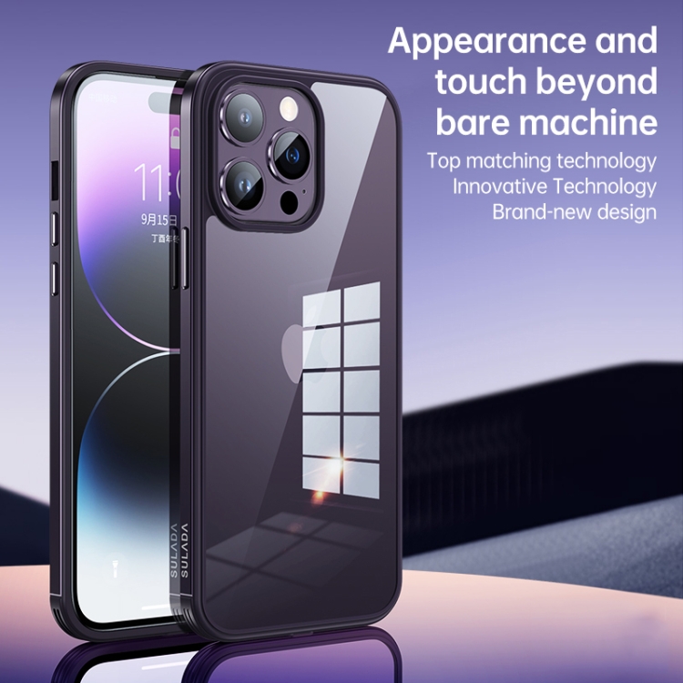 For iPhone 14 SULADA Metal Frame + Nano Glass + TPU Phone Case(Sierra Blue) For iPhone 14 SULADA Metal Frame + Nano Glass + TPU Phone Case(Sierra Blue)
