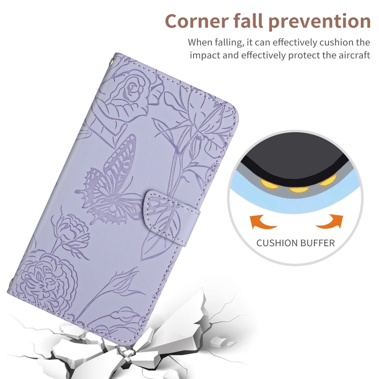 For Samsung Galaxy S23 Ultra 5G HT03 Skin Feel Butterfly Embossed Flip Leather Phone Case(Purple)