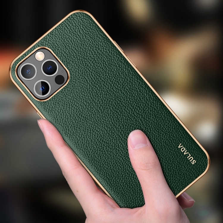 For iPhone 14 SULADA Shockproof TPU + Handmade Leather Phone Case(Green) For iPhone 14 SULADA Shockproof TPU + Handmade Leather Phone Case(Green)