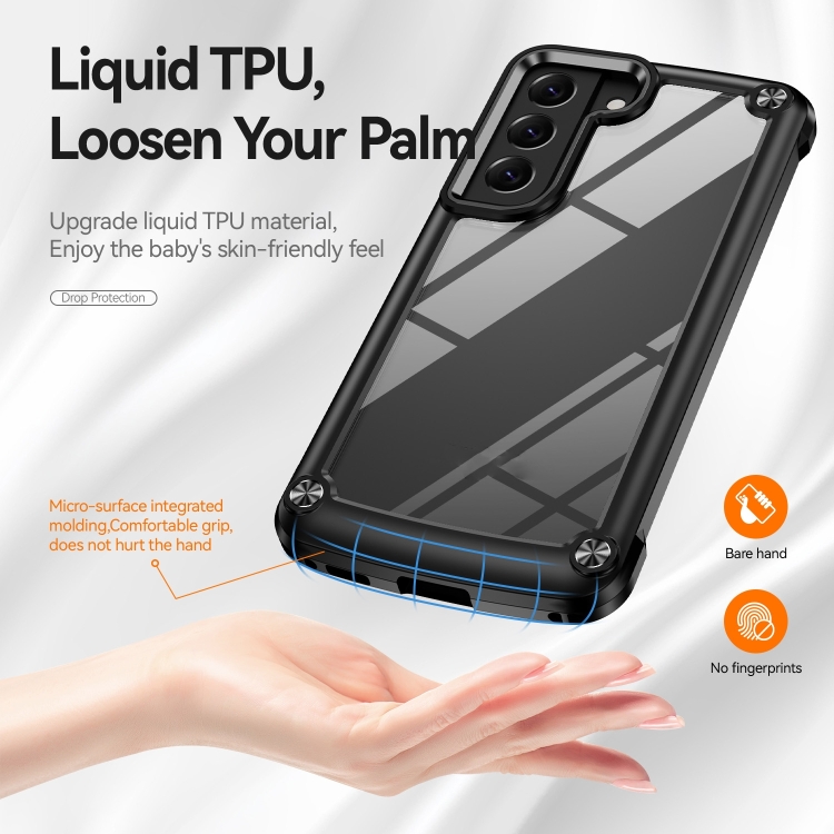 For Samsung Galaxy S23 5G Soft TPU Clear PC Shockproof Phone Case(Black) For Samsung Galaxy S23 5G Soft TPU Clear PC Shockproof Phone Case(Black)