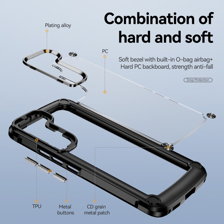 For Samsung Galaxy S23 5G Soft TPU Clear PC Shockproof Phone Case(Black) For Samsung Galaxy S23 5G Soft TPU Clear PC Shockproof Phone Case(Black)