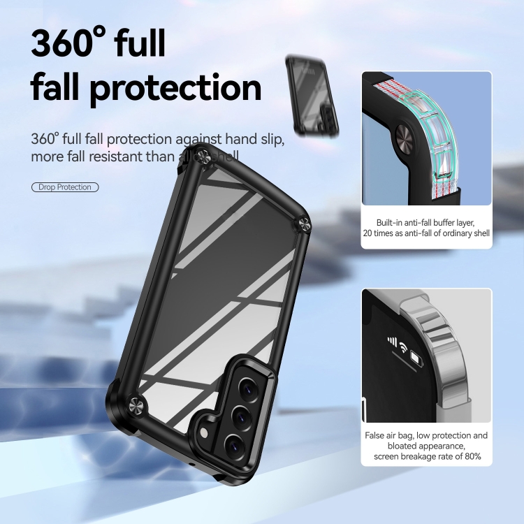 For Samsung Galaxy S23 5G Soft TPU Clear PC Shockproof Phone Case(Black) For Samsung Galaxy S23 5G Soft TPU Clear PC Shockproof Phone Case(Black)