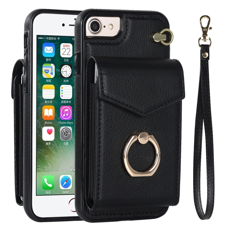 For iPhone SE 2022 / SE 2020 / 8 / 7 Anti-theft RFID Card Slot Phone Case(Black) For iPhone SE 2022 / SE 2020 / 8 / 7 Anti-theft RFID Card Slot Phone Case(Black)