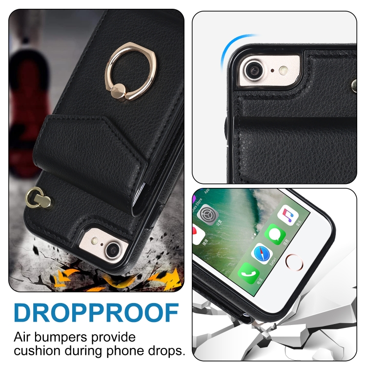For iPhone SE 2022 / SE 2020 / 8 / 7 Anti-theft RFID Card Slot Phone Case(Black) For iPhone SE 2022 / SE 2020 / 8 / 7 Anti-theft RFID Card Slot Phone Case(Black)