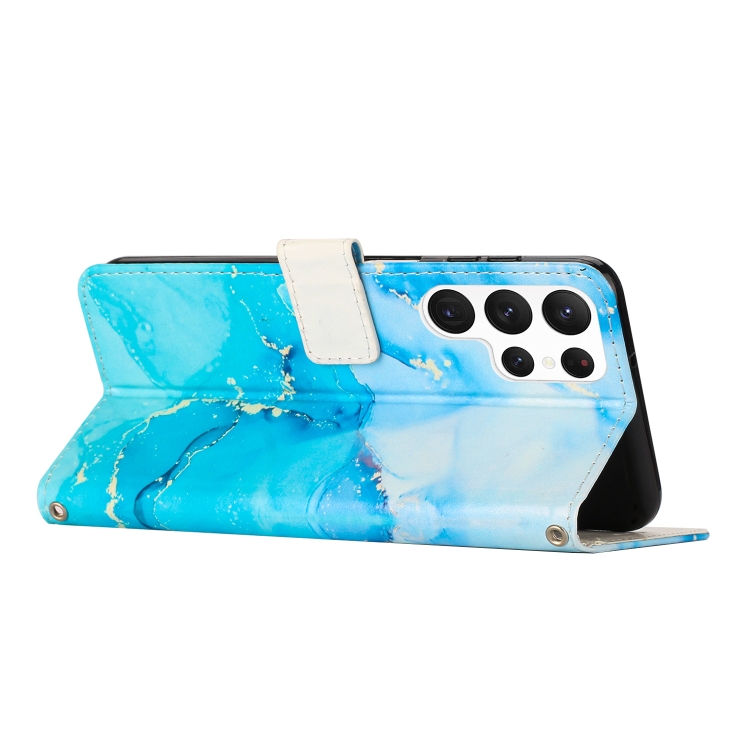 For Samsung Galaxy S23 Ultra 5G Painted Marble Pattern Leather Phone Case(Blue Green) For Samsung Galaxy S23 Ultra 5G Painted Marble Pattern Leather Phone Case(Blue Green)