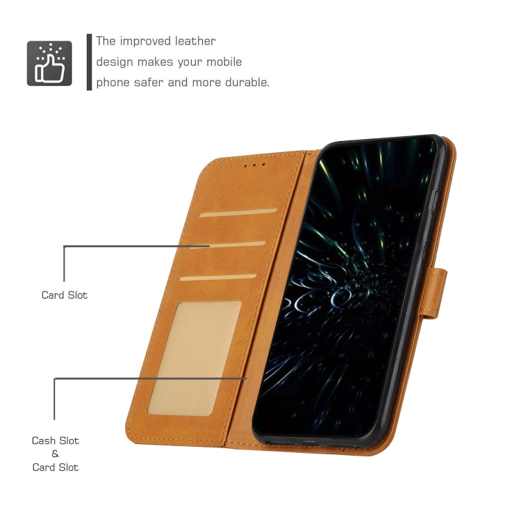 For Samsung Galaxy S23+ 5G Stitching Calf Texture Buckle Leather Phone Case(Yellow) For Samsung Galaxy S23+ 5G Stitching Calf Texture Buckle Leather Phone Case(Yellow)