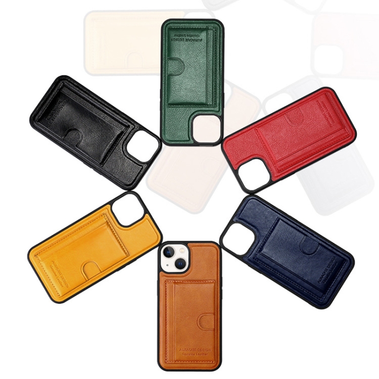 For iPhone 14 Plus Card Slot Holder Leather Phone Case(Green) For iPhone 14 Plus Card Slot Holder Leather Phone Case(Green)