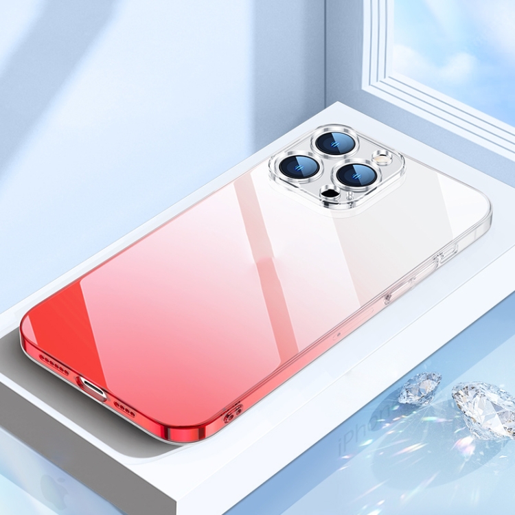 For iPhone 14 Pro Gradient Color PC Phone Case with Lens Film(Sky Blue) For iPhone 14 Pro Gradient Color PC Phone Case with Lens Film(Sky Blue)