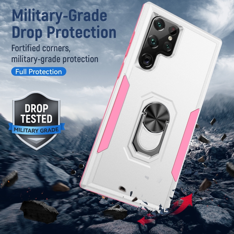 For Samsung Galaxy S23 Ultra 5G Pioneer Armor PC + TPU Holder Phone Case(White) For Samsung Galaxy S23 Ultra 5G Pioneer Armor PC + TPU Holder Phone Case(White)