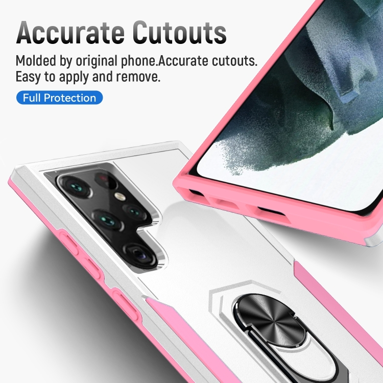 For Samsung Galaxy S23 Ultra 5G Pioneer Armor PC + TPU Holder Phone Case(White) For Samsung Galaxy S23 Ultra 5G Pioneer Armor PC + TPU Holder Phone Case(White)