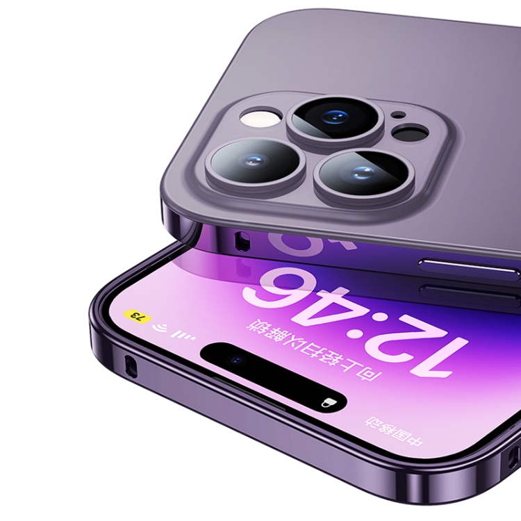 For iPhone 14 Plus 2 in 1 Metal Frame Frosted Phone Case with Lens Film(Black) For iPhone 14 Plus 2 in 1 Metal Frame Frosted Phone Case with Lens Film(Black)